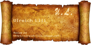 Ulreich Lili névjegykártya